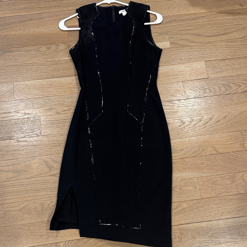 STUNNING Helmut Lang Black Sleeveless Dress w/ Patent & Suede Details - Size 0